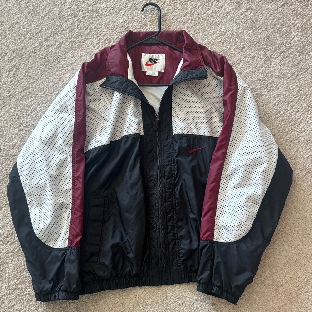 Nike Burgundy and Black Mesh Jacket